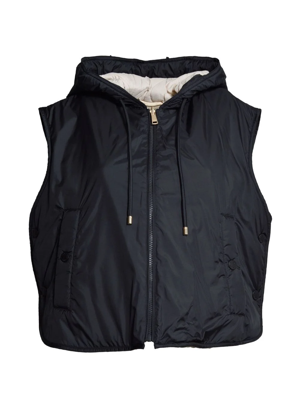 reversible water-repellent canvas padded gilet - black - 1
