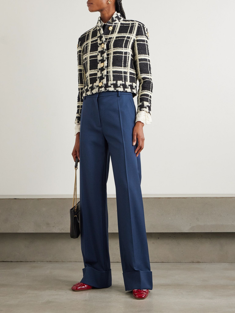 Valentino Wool-twill wide-leg pants Navy outlook