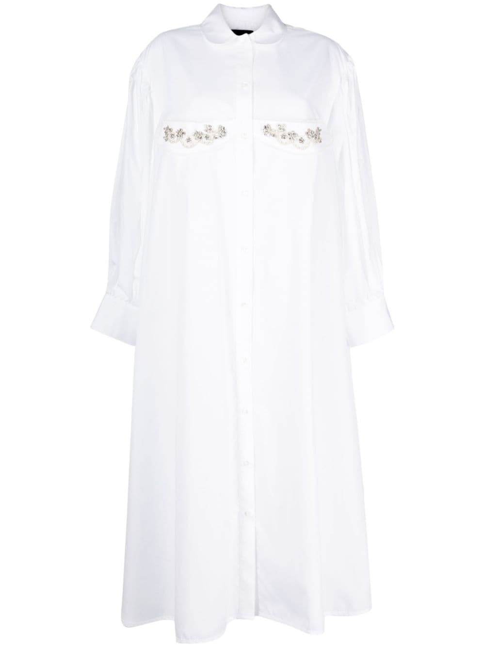 crystal-embellished cotton shirtdress - 1