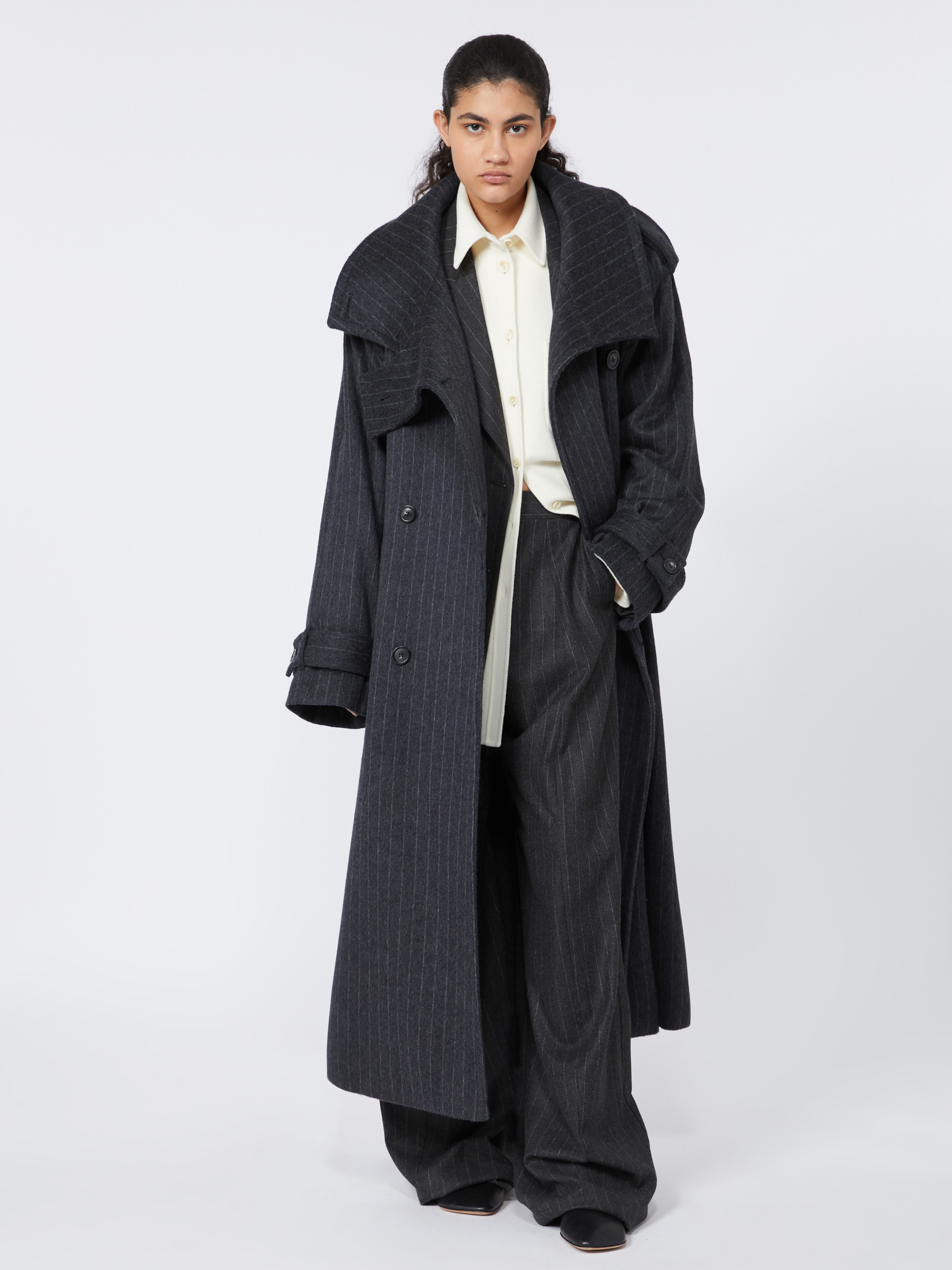 AROLD1234 Pinstriped trench coat in pure wool - RUNWAY - 2
