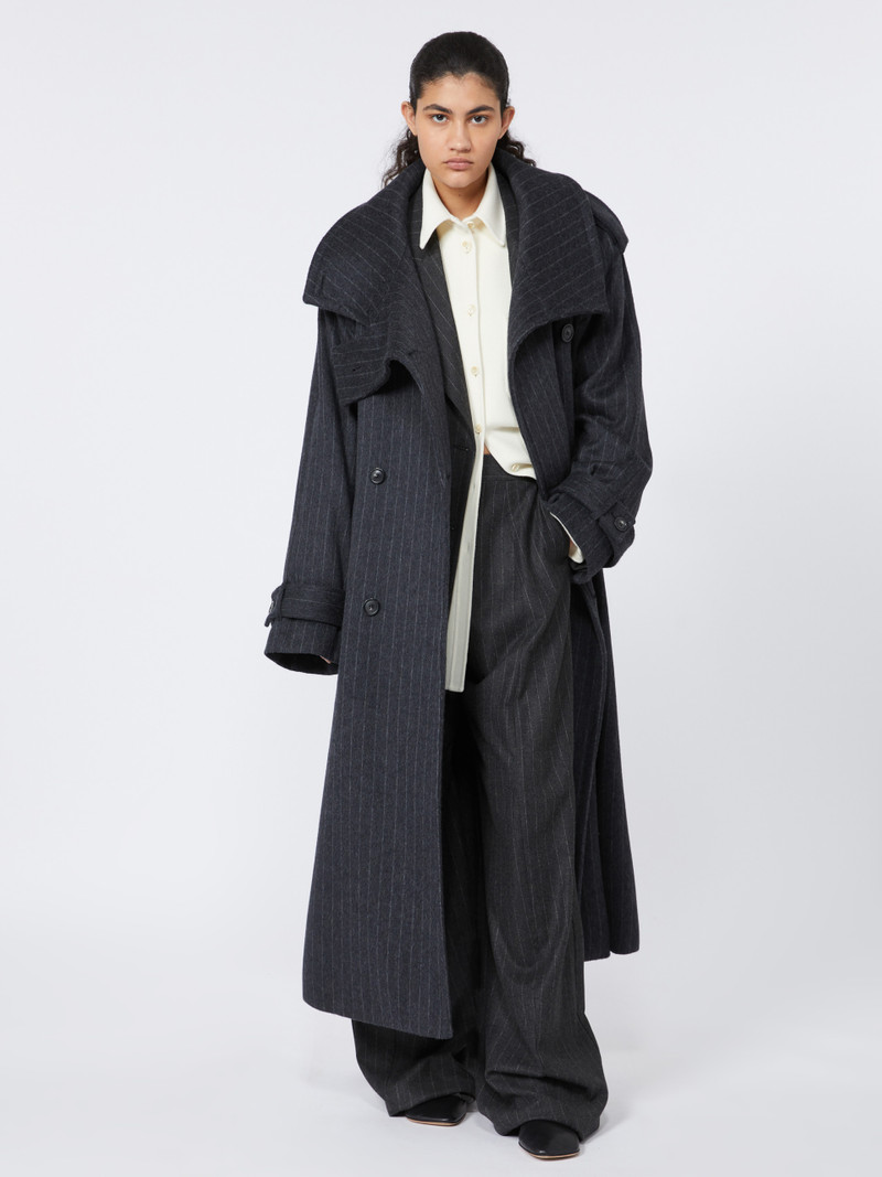 Sportmax AROLD1234 Pinstriped trench coat in pure wool - RUNWAY outlook
