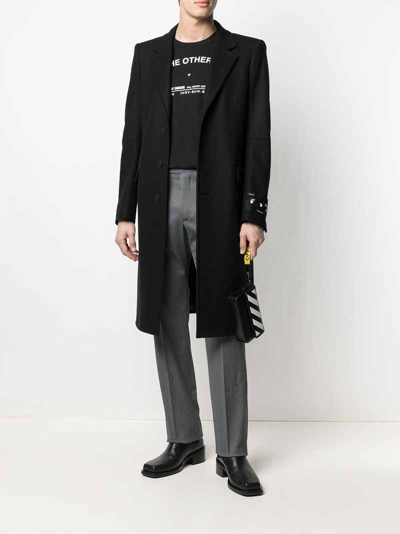 Off-White logo embellished single-breasted coat outlook