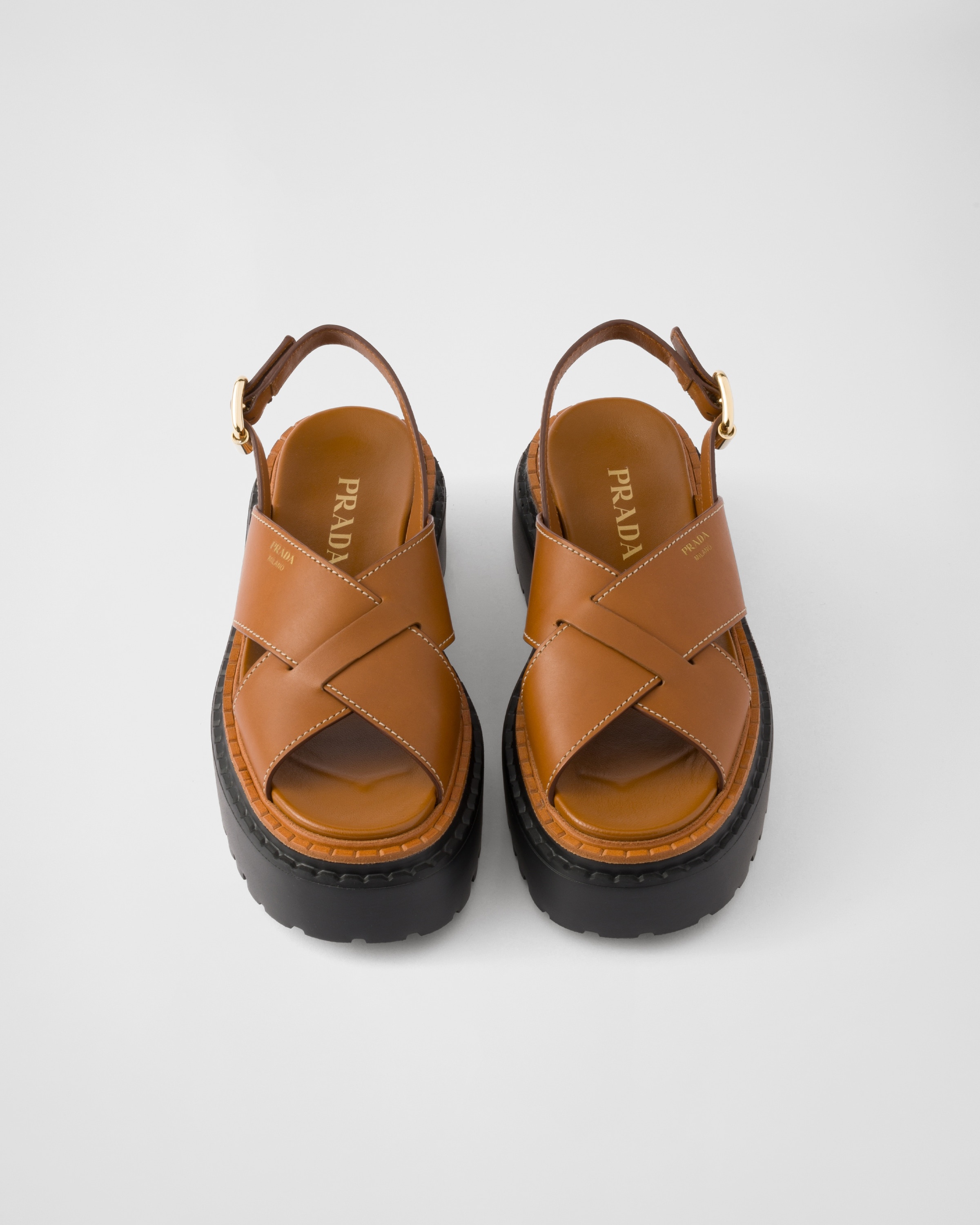 Leather crisscross sandals - 3