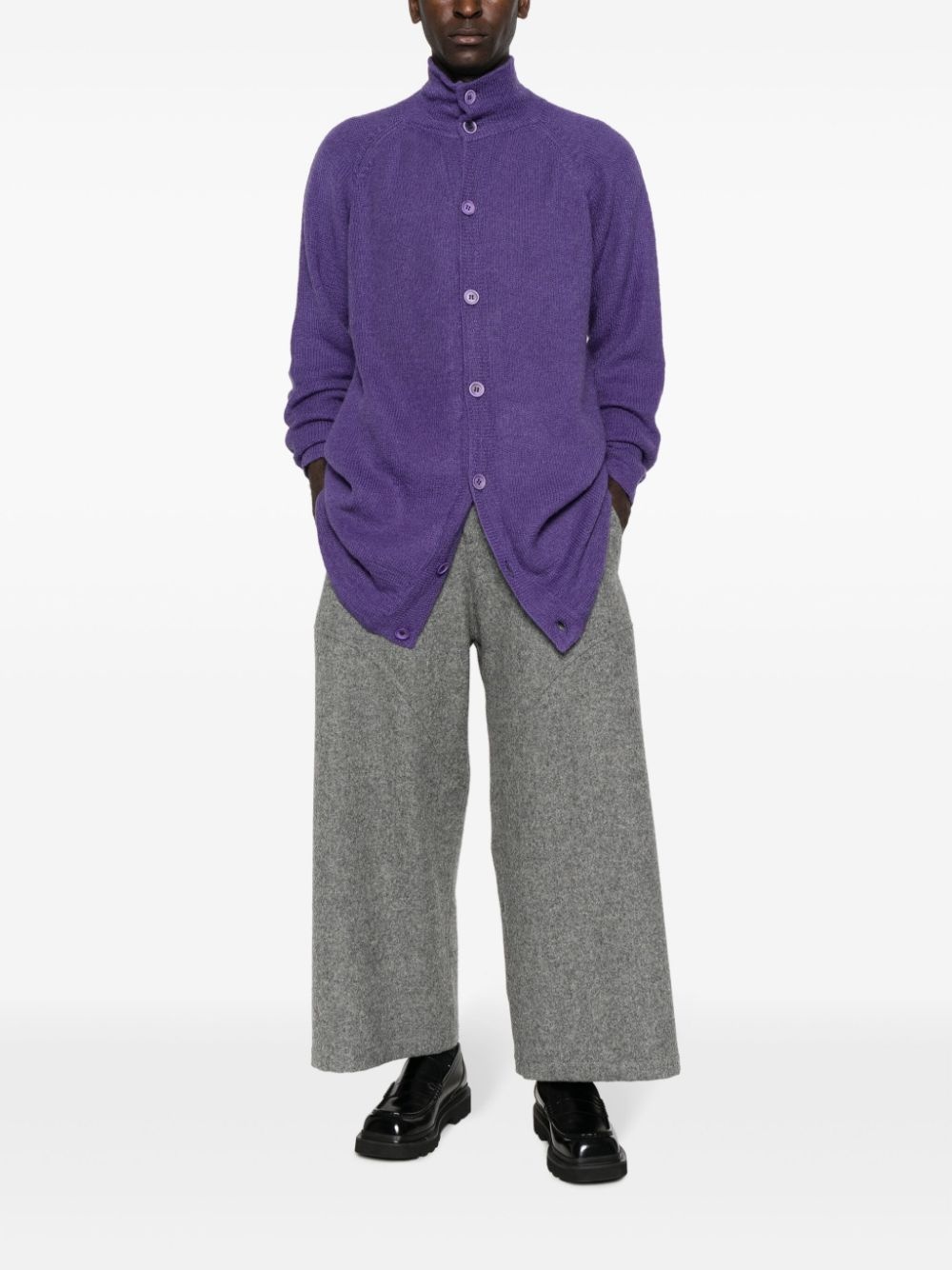 high-neck button-up cardigan - 2
