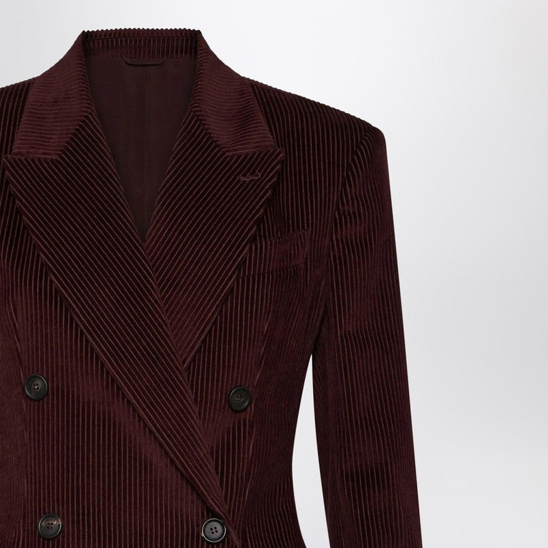 Brunello Cucinelli Bordeaux Velvet Double-Breasted Jacket Women - 2