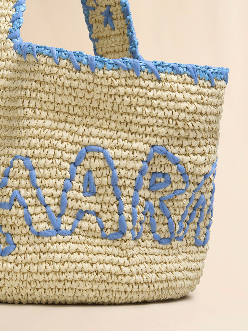 NATURAL RAFFIA AND BLUE NASSA MEDIUM HOBO BAG - 5