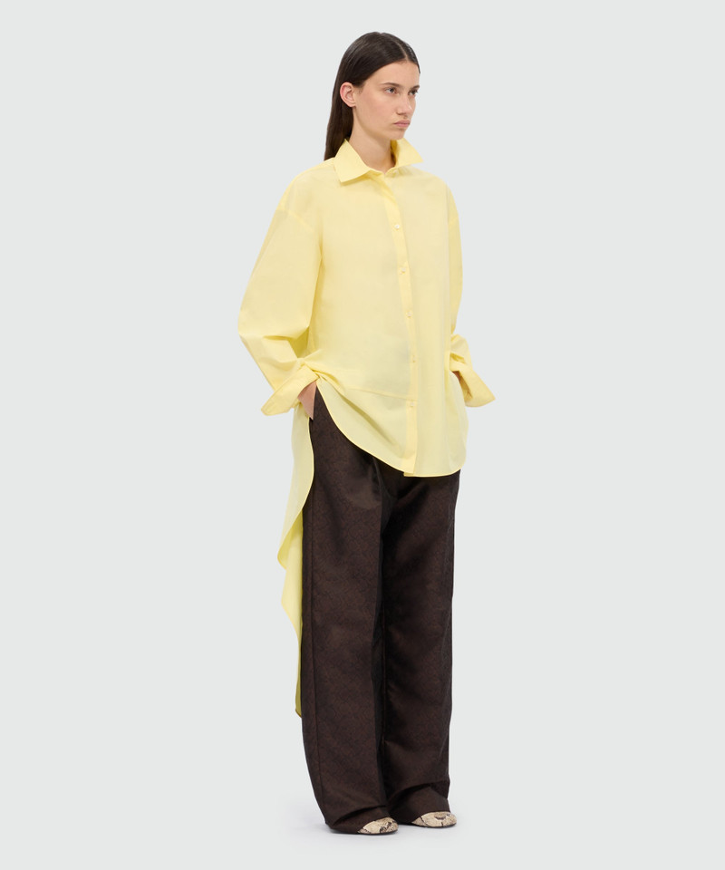 Yellow cotton poplin shirt with asymmetrical detail. 4