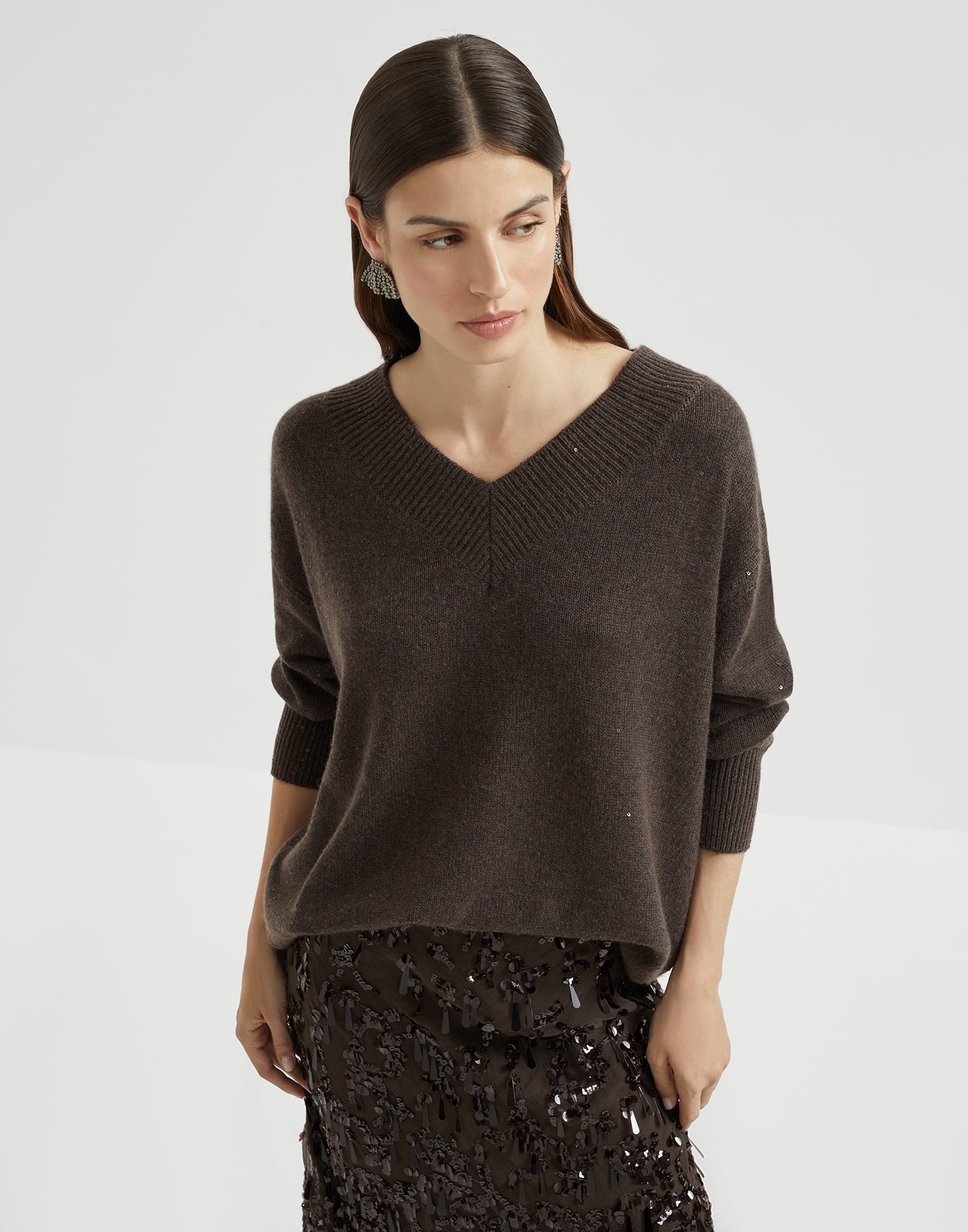 Cashmere and silk diamond yarn sweater - 4