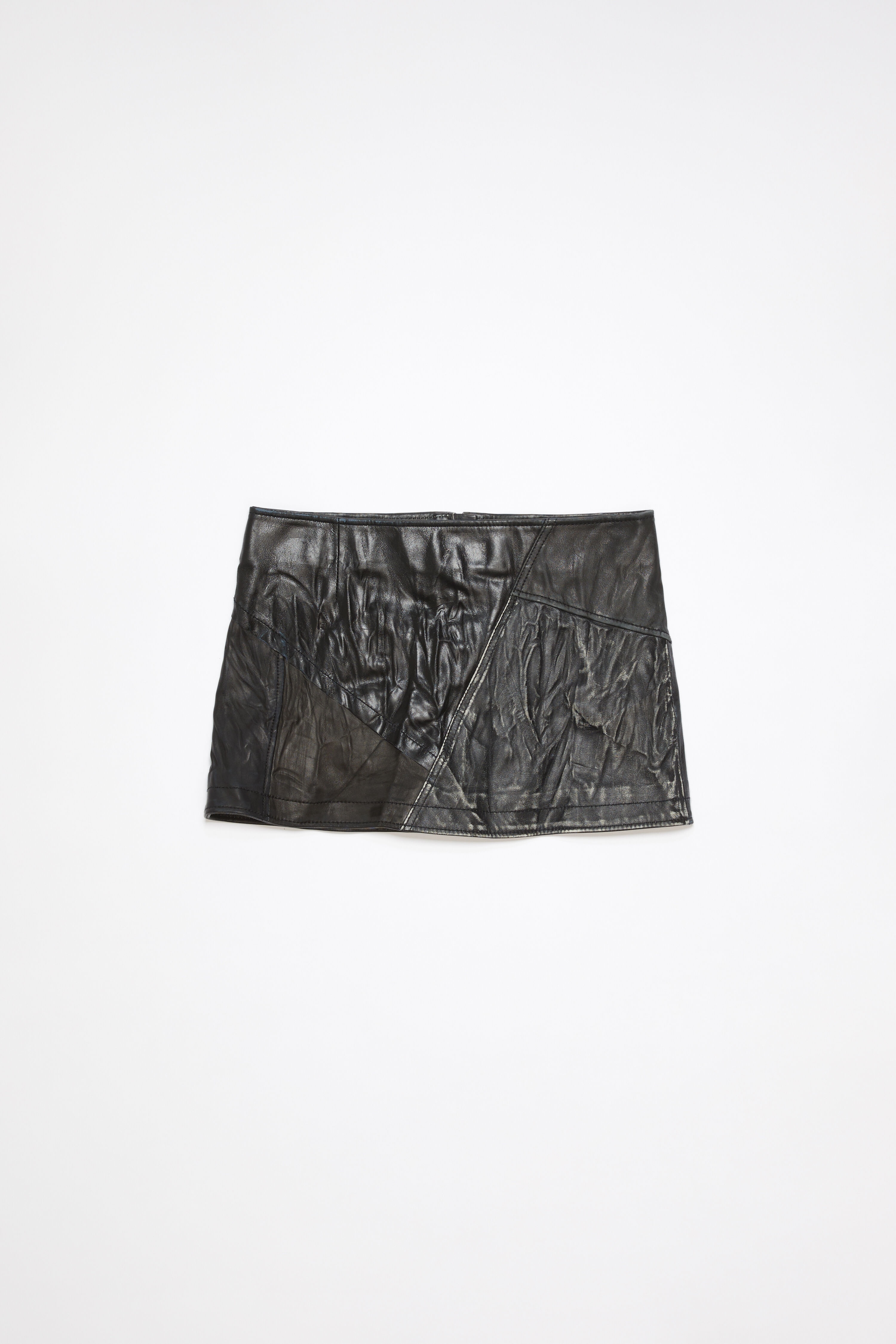 Leather patchwork skirt - Black - 1