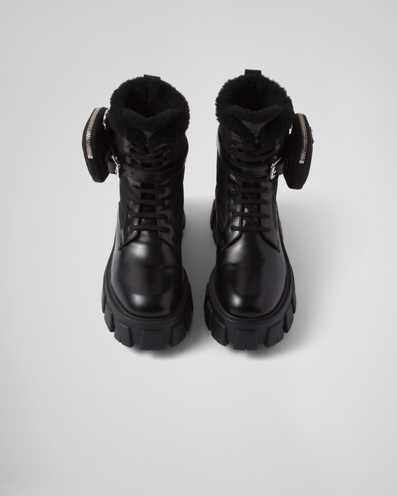 Monolith leather and nylon biker boots 4