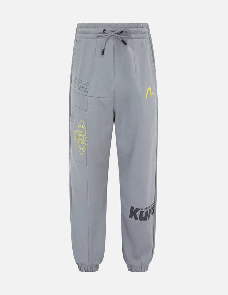 Kamon and Logo Print Wide Leg Sweatpants 1