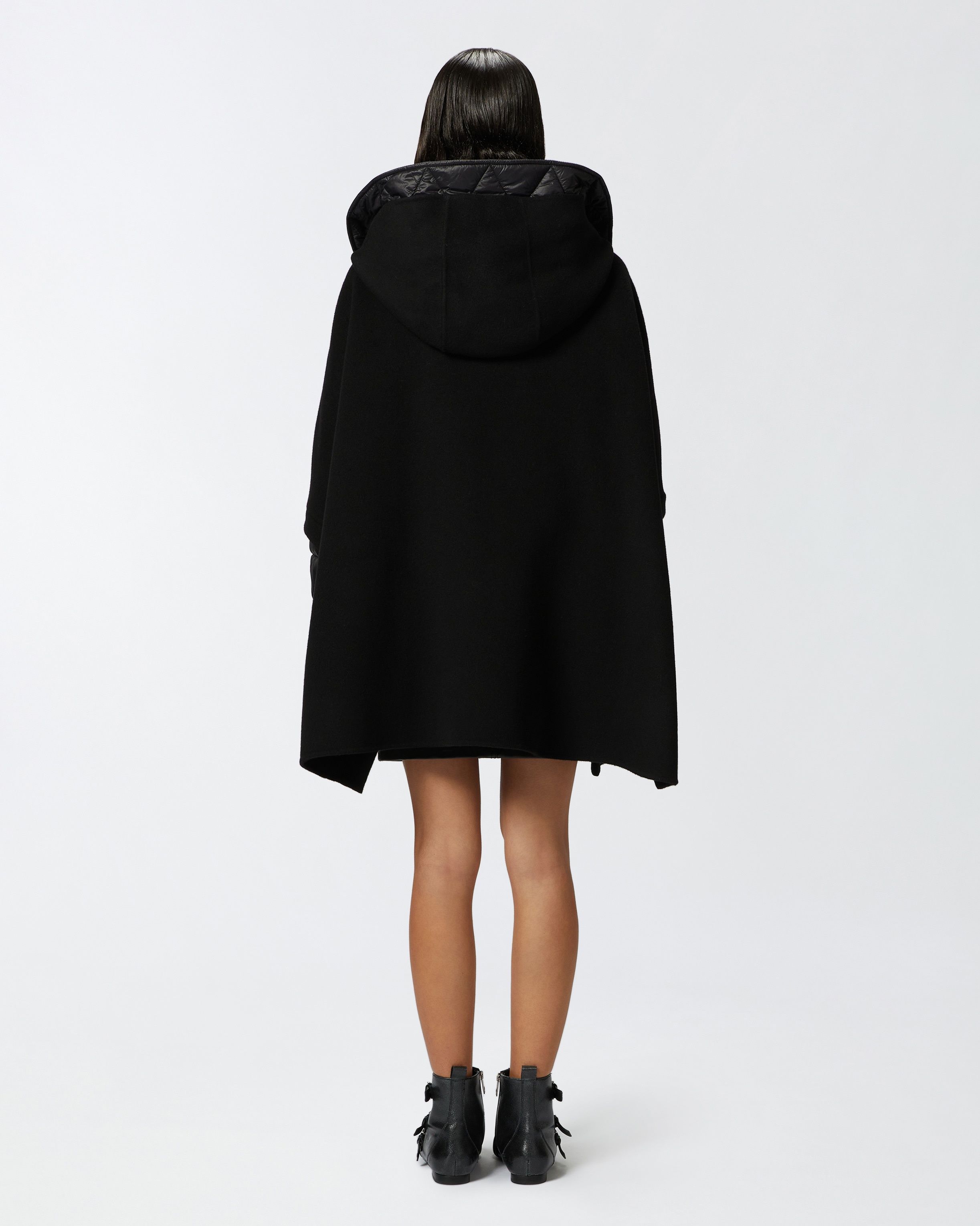 SHORT CAPE COAT WITH PADDED PUFFER - 5