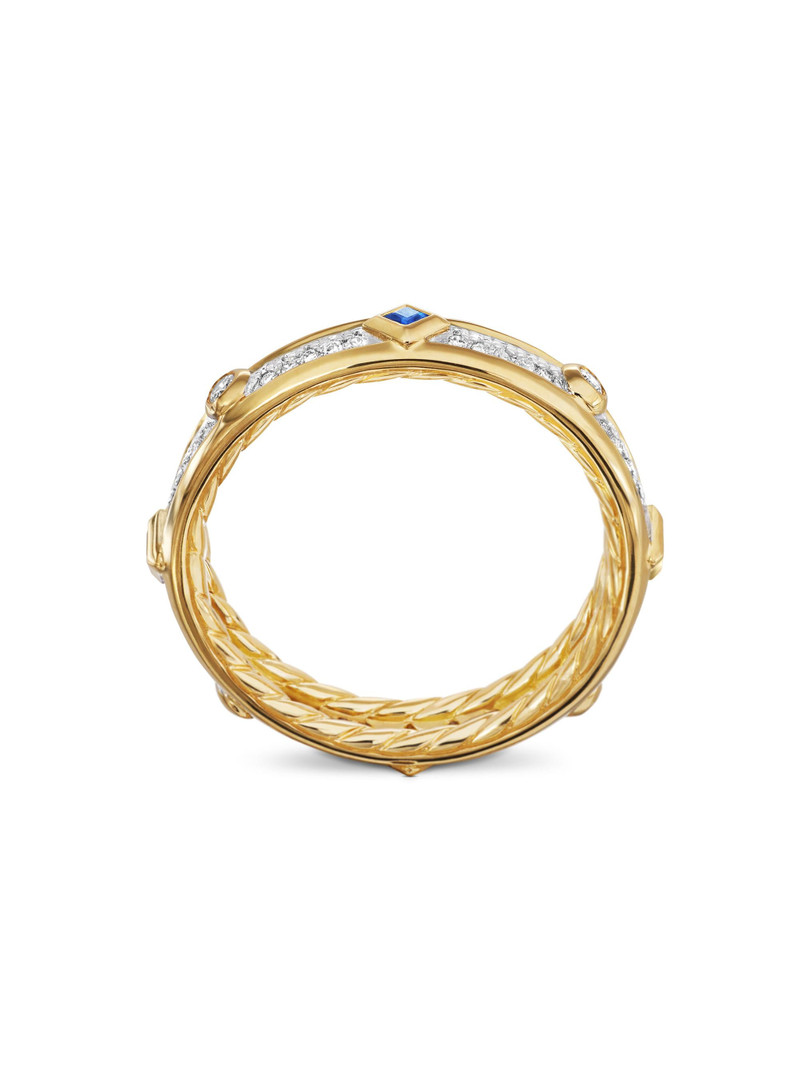 Women's Modern Renaissance Band Ring in 18K Yellow Gold - Light Blue Sapphire 4