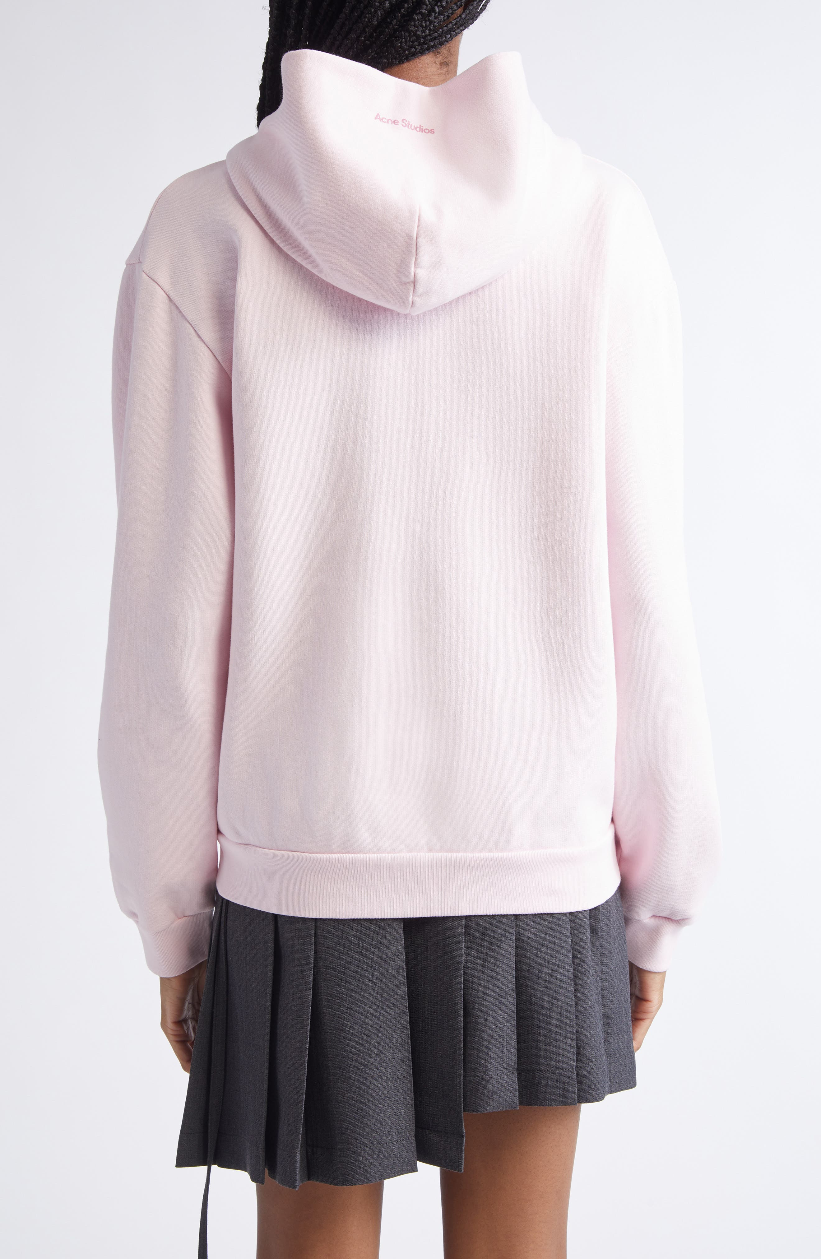 Acne Studios Fupiter Face Patch Fleece Zip Hoodie in Blossom Pink at Nordstrom - 2