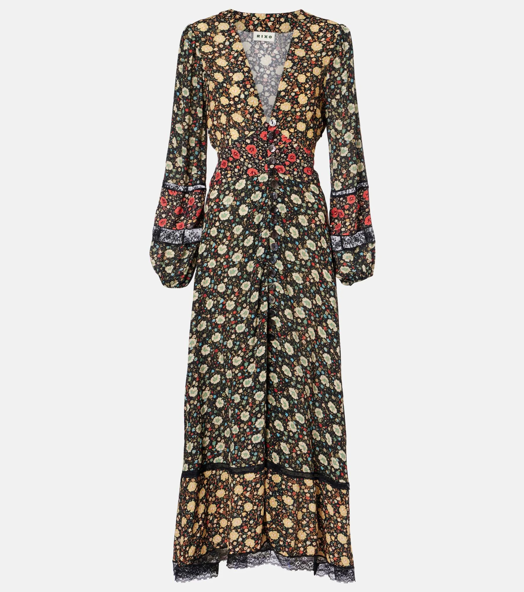 Raven printed crêpe de chine midi dress - 1