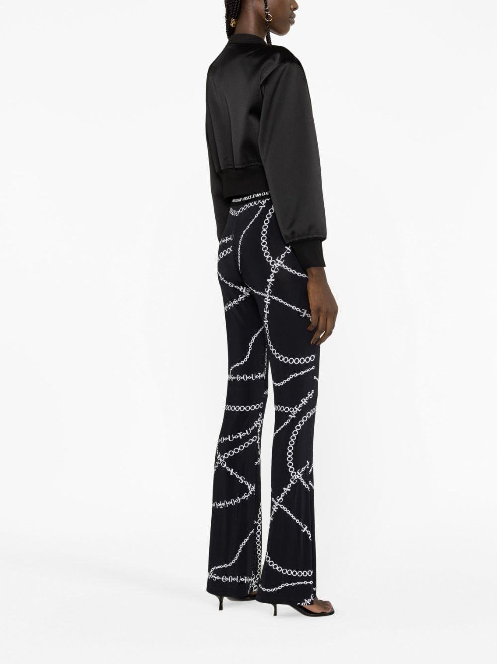 chain-print flared trousers - 3