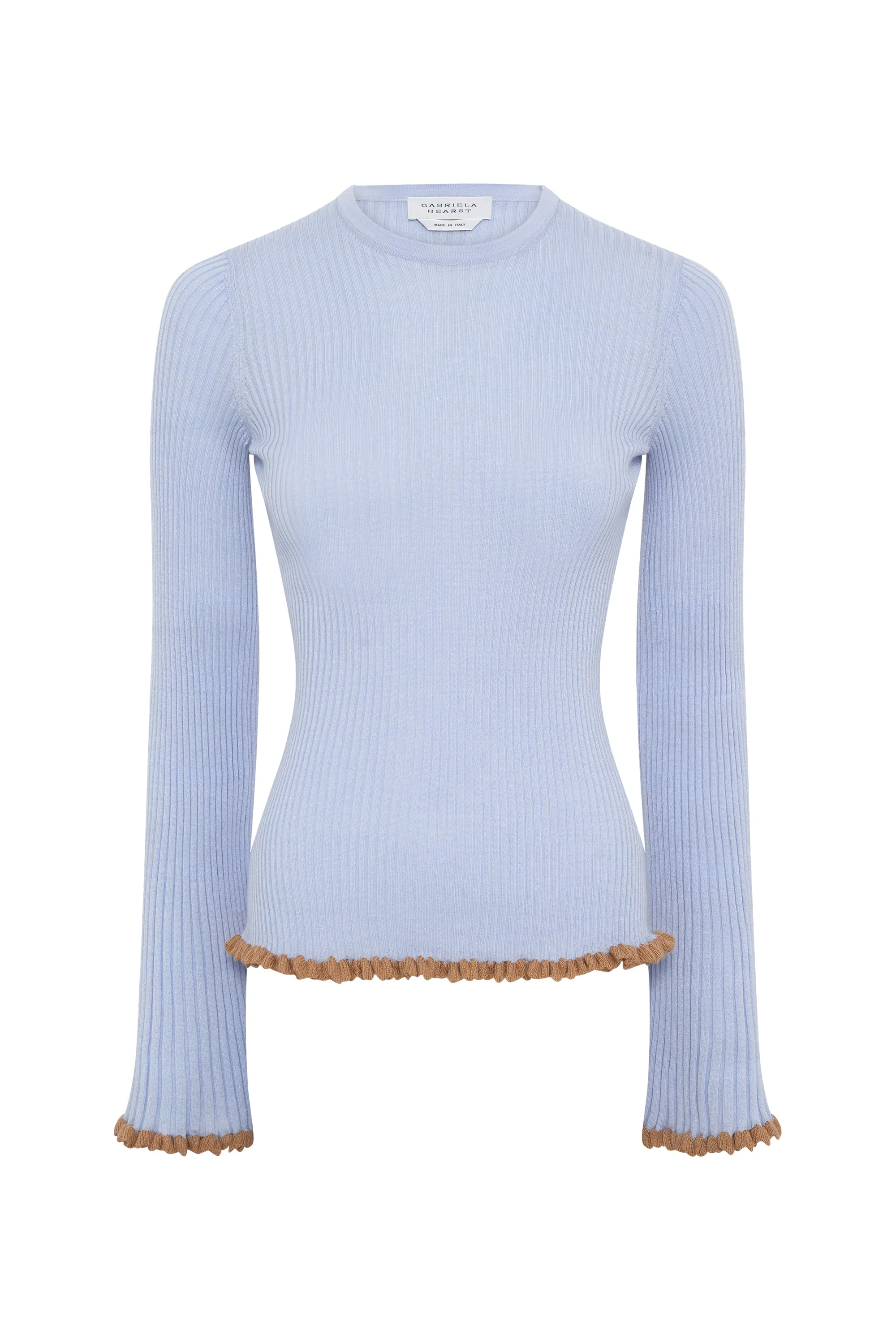 Erya Knit Crewneck Sweater in Halogen Blue Cashmere Silk - 1