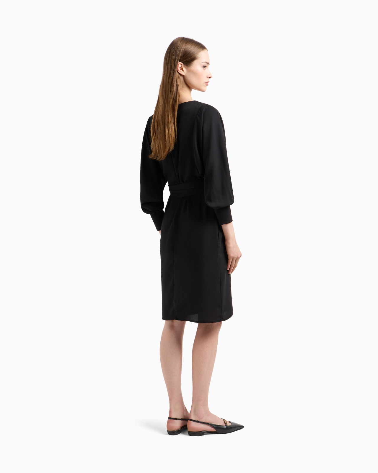 FLUID CRÊPE DRESS WITH BELT - 3