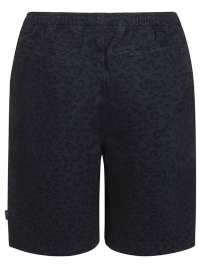 Stüssy Ink blue cotton denim beach shorts with all-over leopard print. outlook