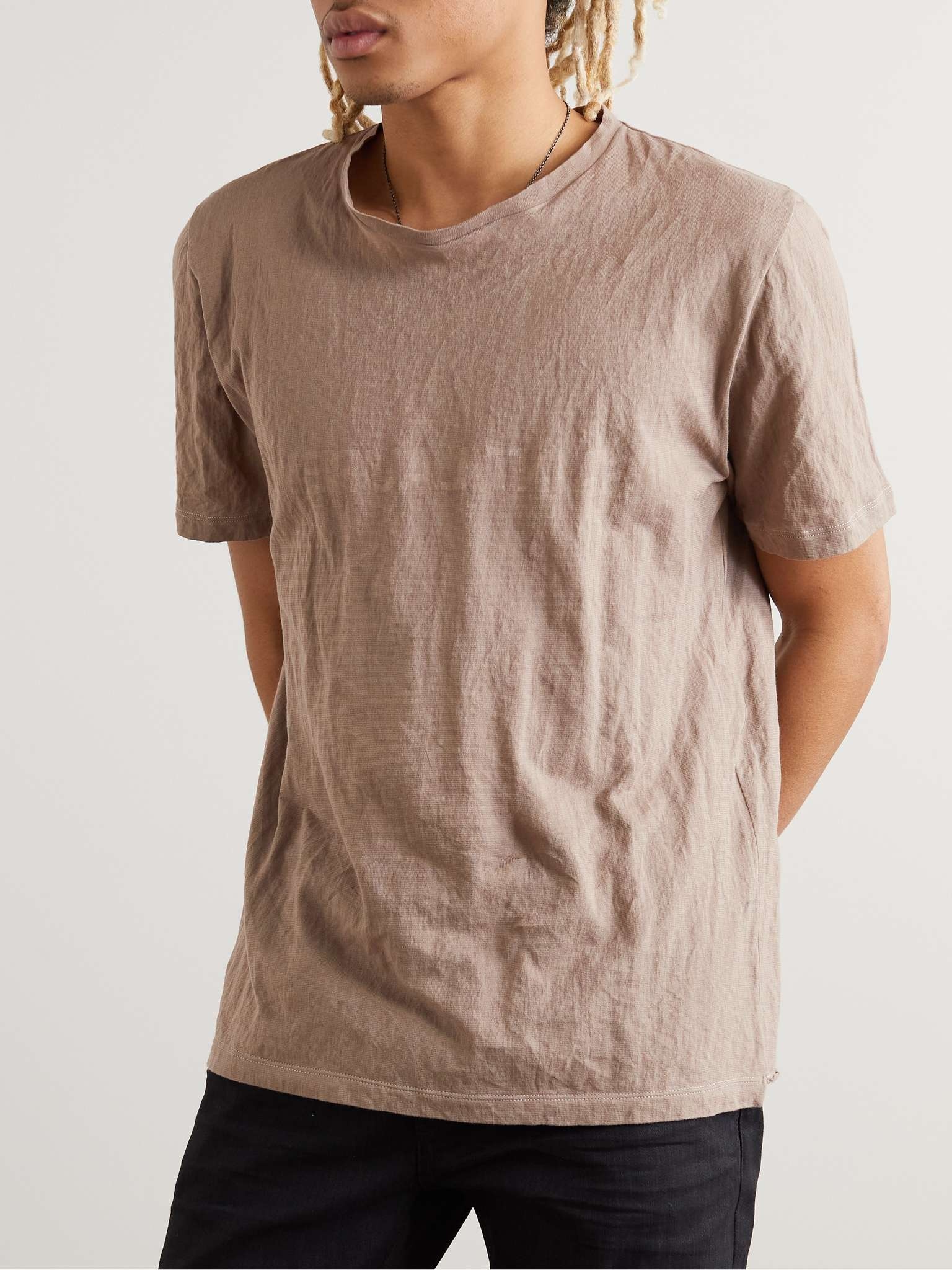 Logo-Print Crinkled Cotton-Blend Jersey T-Shirt - 4