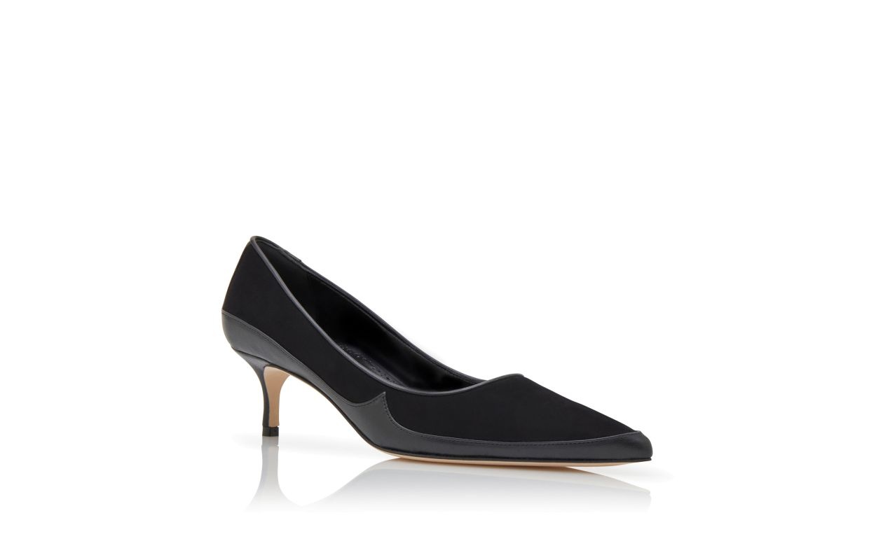 Black Suede Contrast Pumps - 3