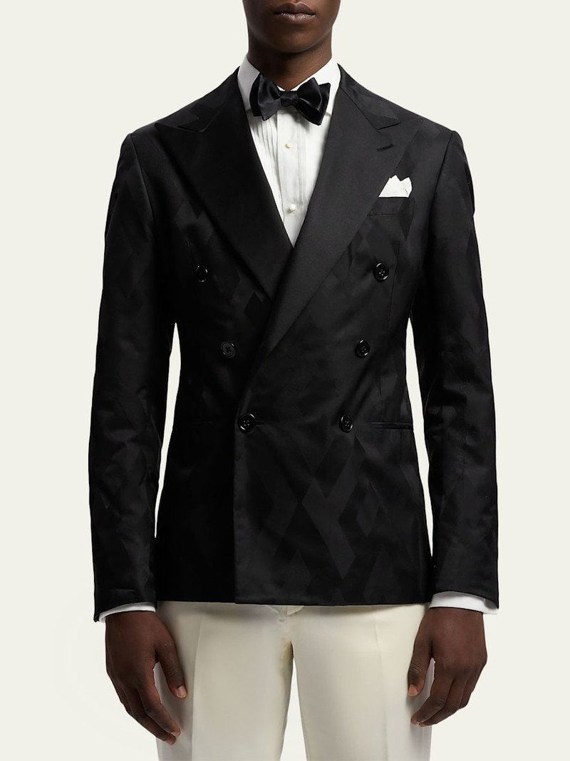 Men's Geometric Peak Lapel Double-Breasted Sport Coat 4