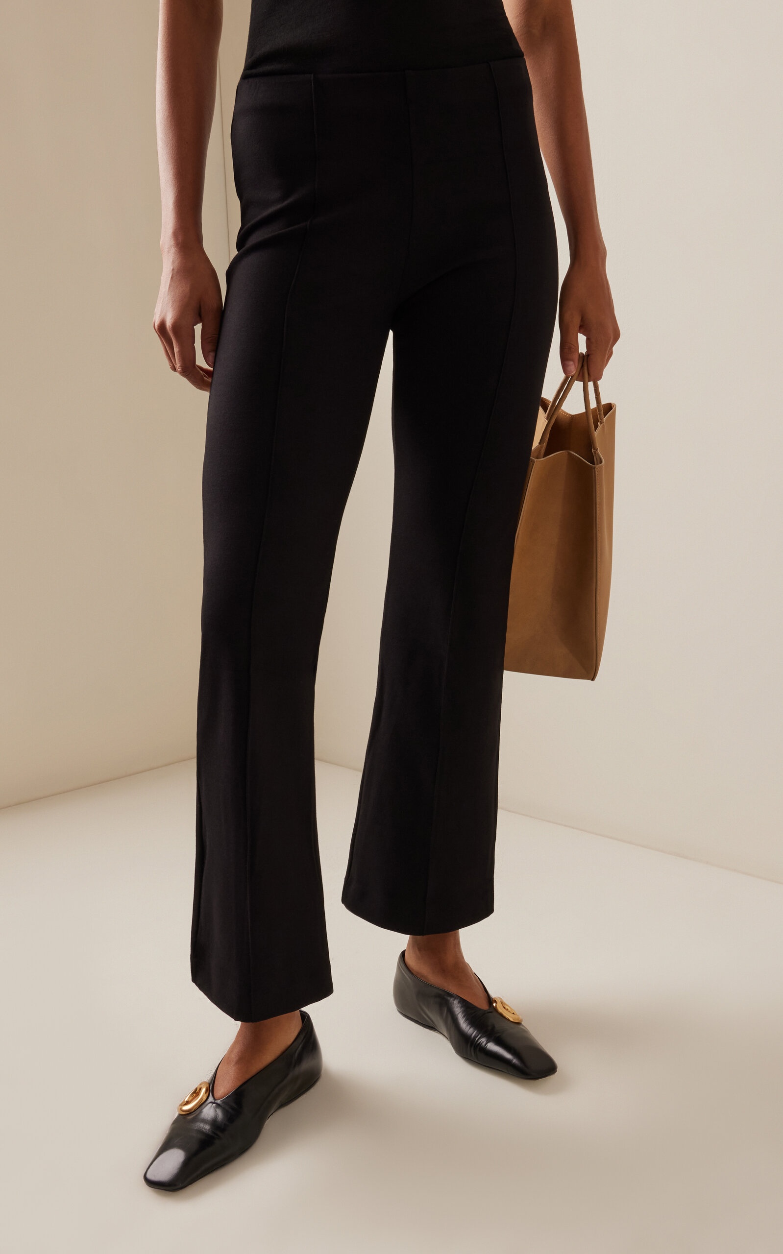 Cropped Jersey Flare Pants black - 3
