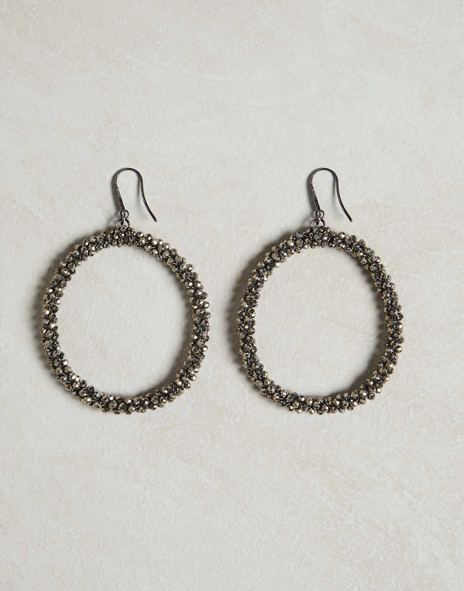 Pyrite hoop earrings - 1
