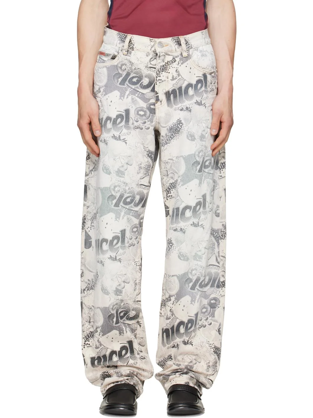 White & Black 5 Pocket Relaxed Fit Jeans - 1