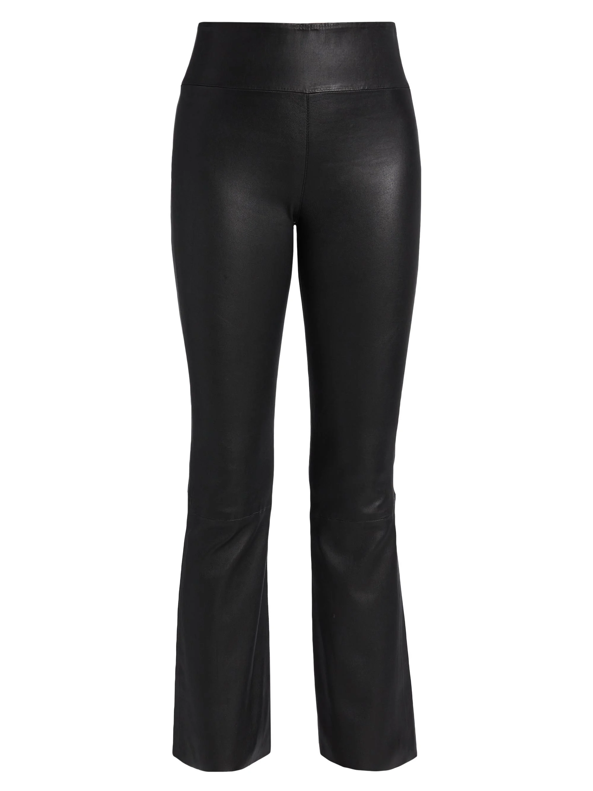 Women's Leather Flare Ankle Leggings - Black - 1