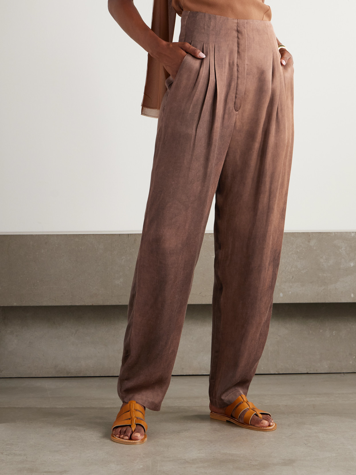 Eclipse Pleated Voile Tapered Pants - 4