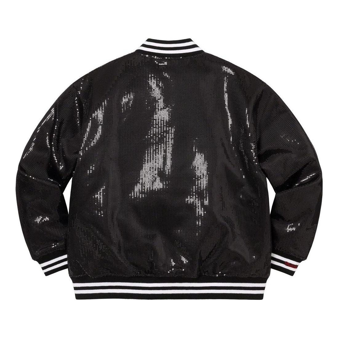 Supreme x Mitchell & Ness Sequin Varsity Jacket 'Black White' SUP-SS23-034 - 2