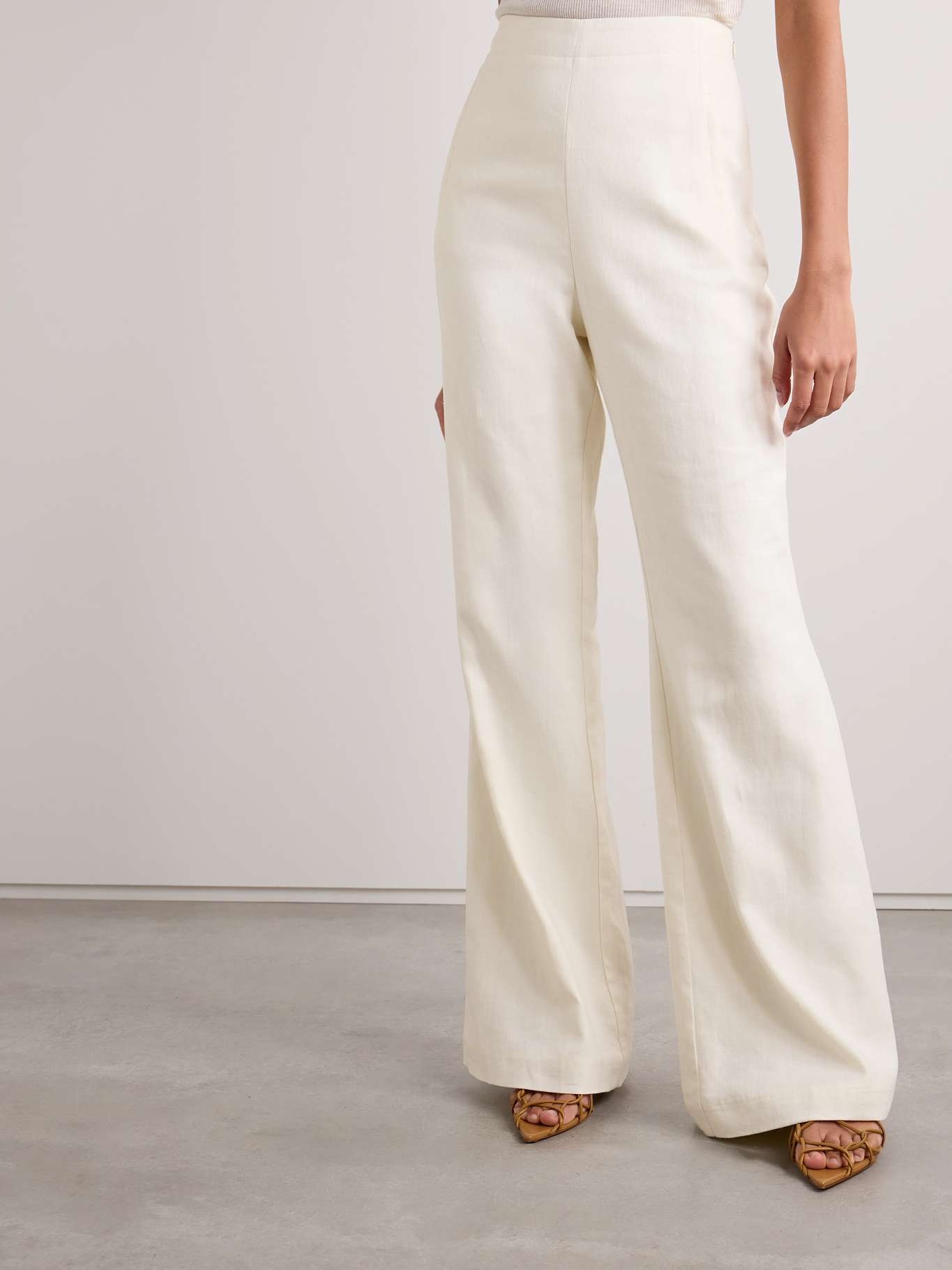 Cotton and linen-blend twill wide-leg pants - 3