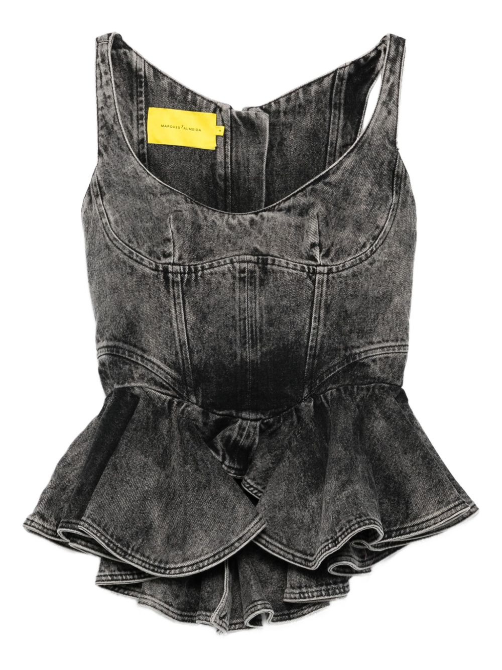 asymmetric denim top - 1