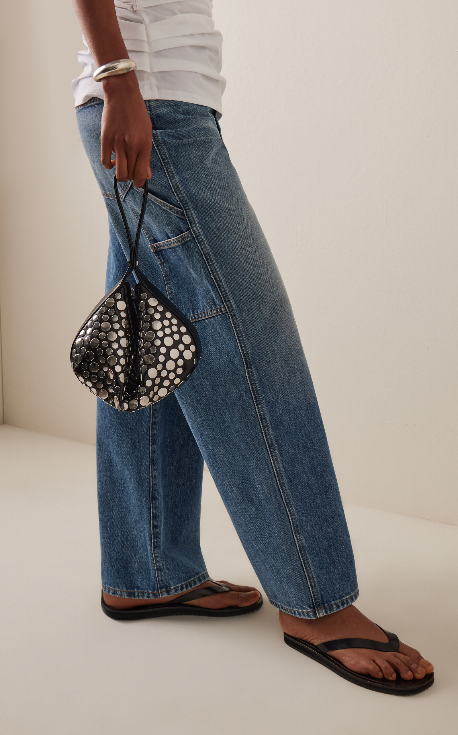 Demy Studded Leather Shoulder Bag black - 3