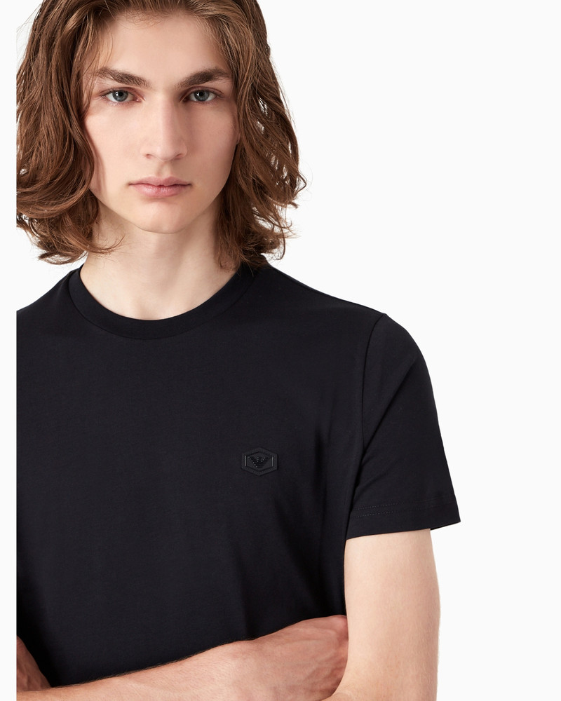 Supima jersey T-shirt with micro logo patch 6