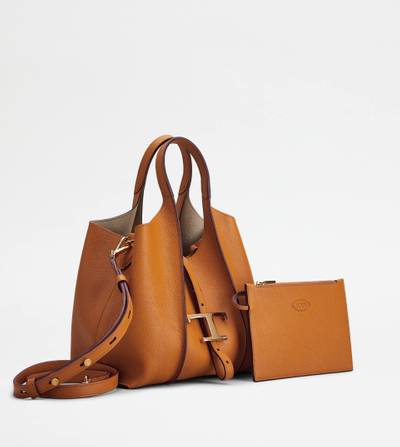 Tod's T TIMELESS SHOPPING BAG IN LEATHER MINI - BROWN outlook