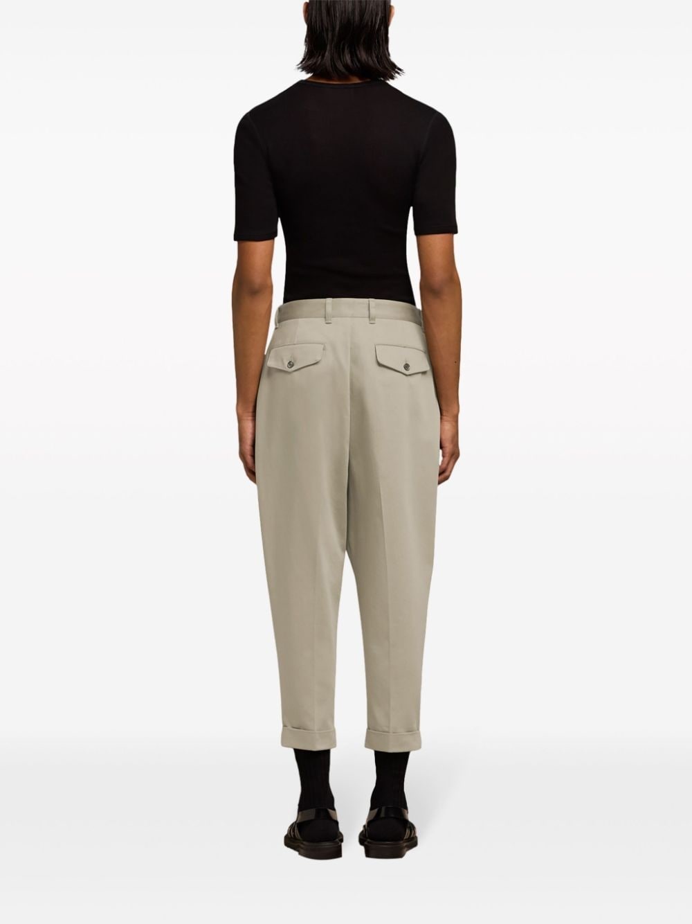 pressed-crease tapered trousers - 4