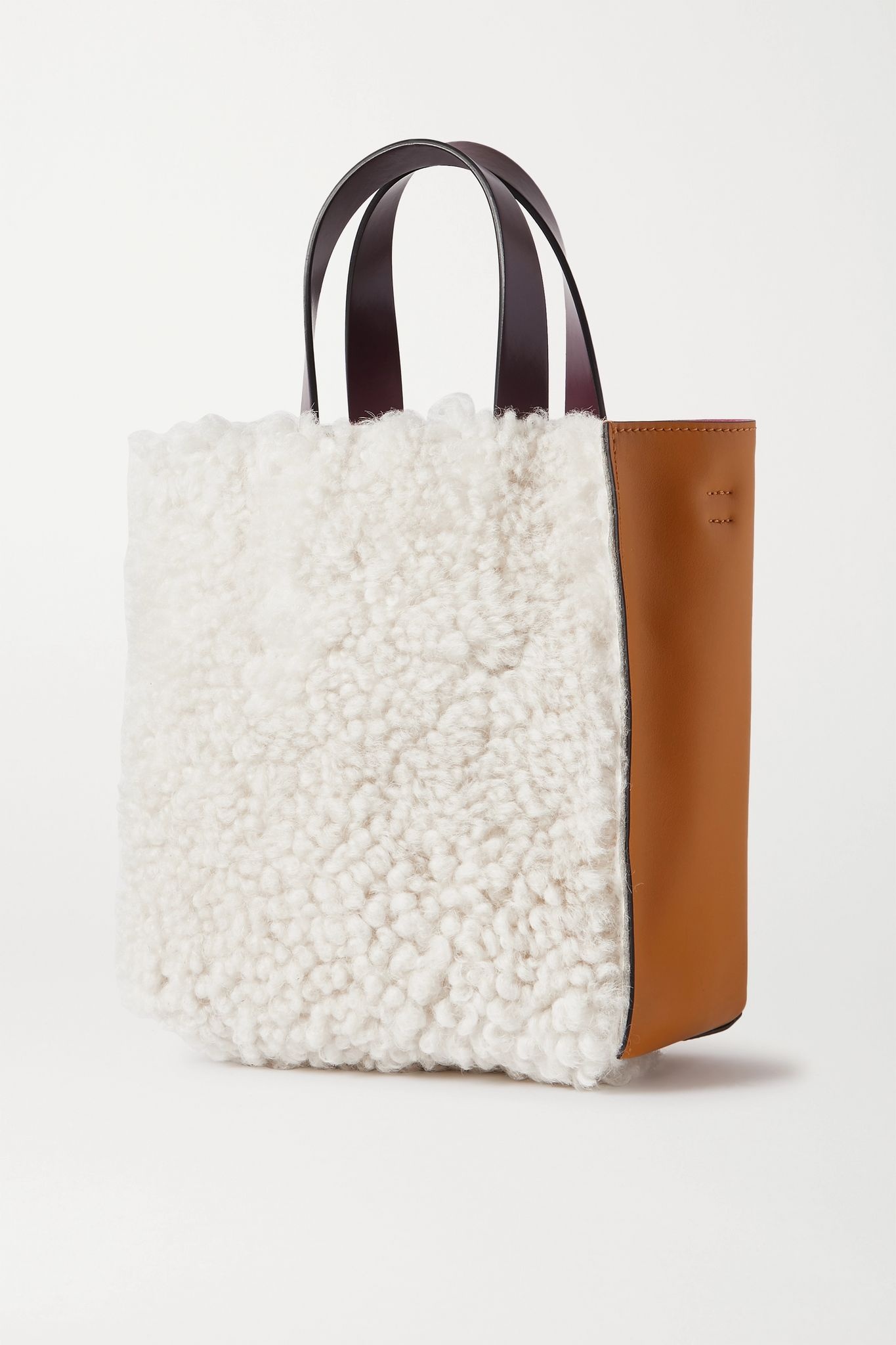 Museo mini shearling and leather tote - 3