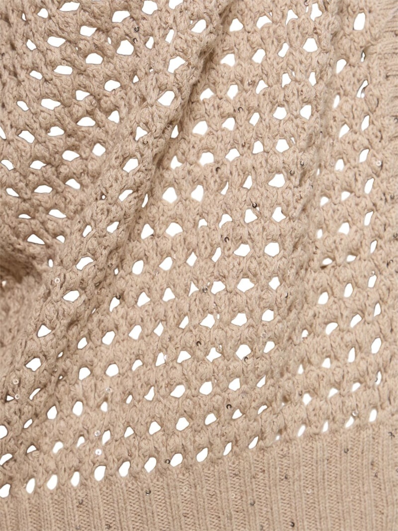 Open knit cotton blend cardigan - 4