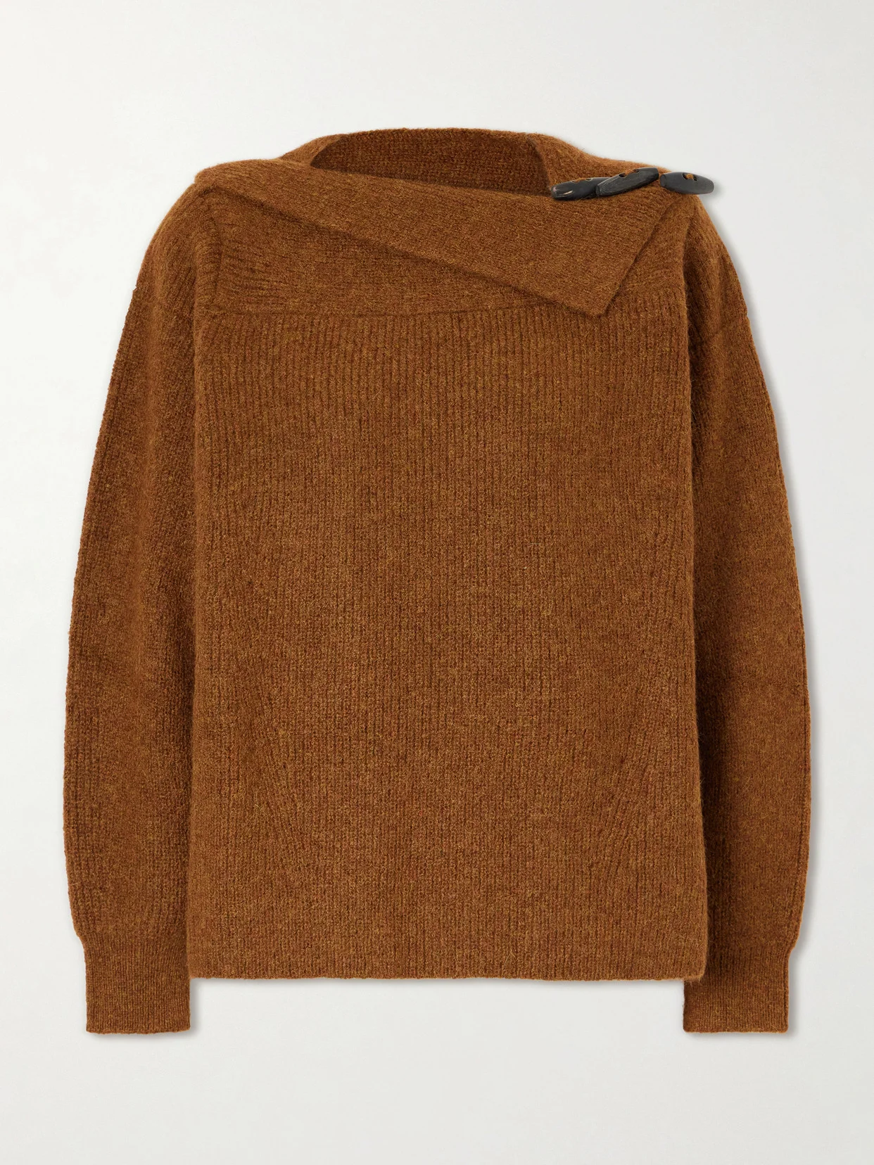 Thais Button-detailed Ribbed Alpaca Wool-blend Sweater - 1