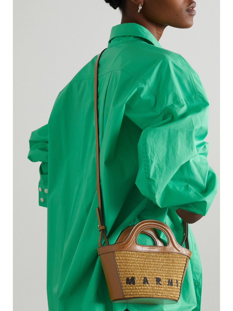 Marni Tropicalia Micro Embroidered Leather-trimmed Raffia Tote outlook