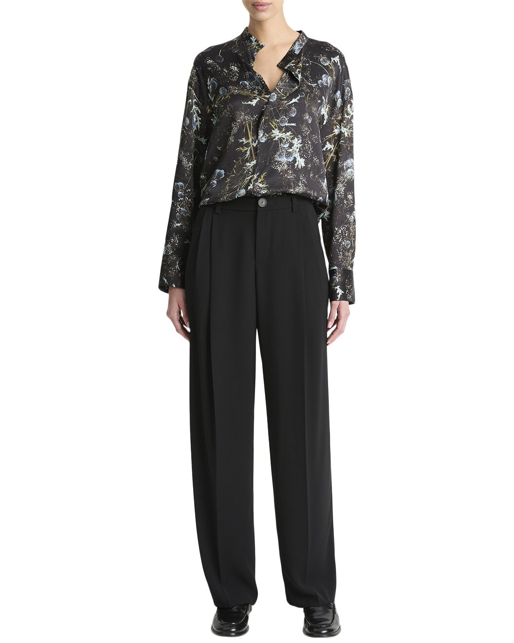 Vince Thistle Draped Collar Silk Blouse - 3