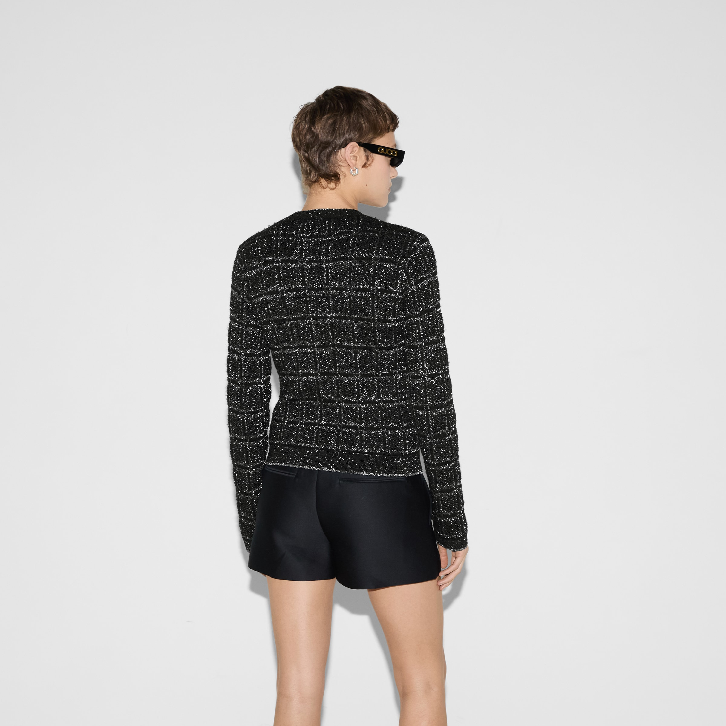 Wool and lamé check jacquard cardigan - 4