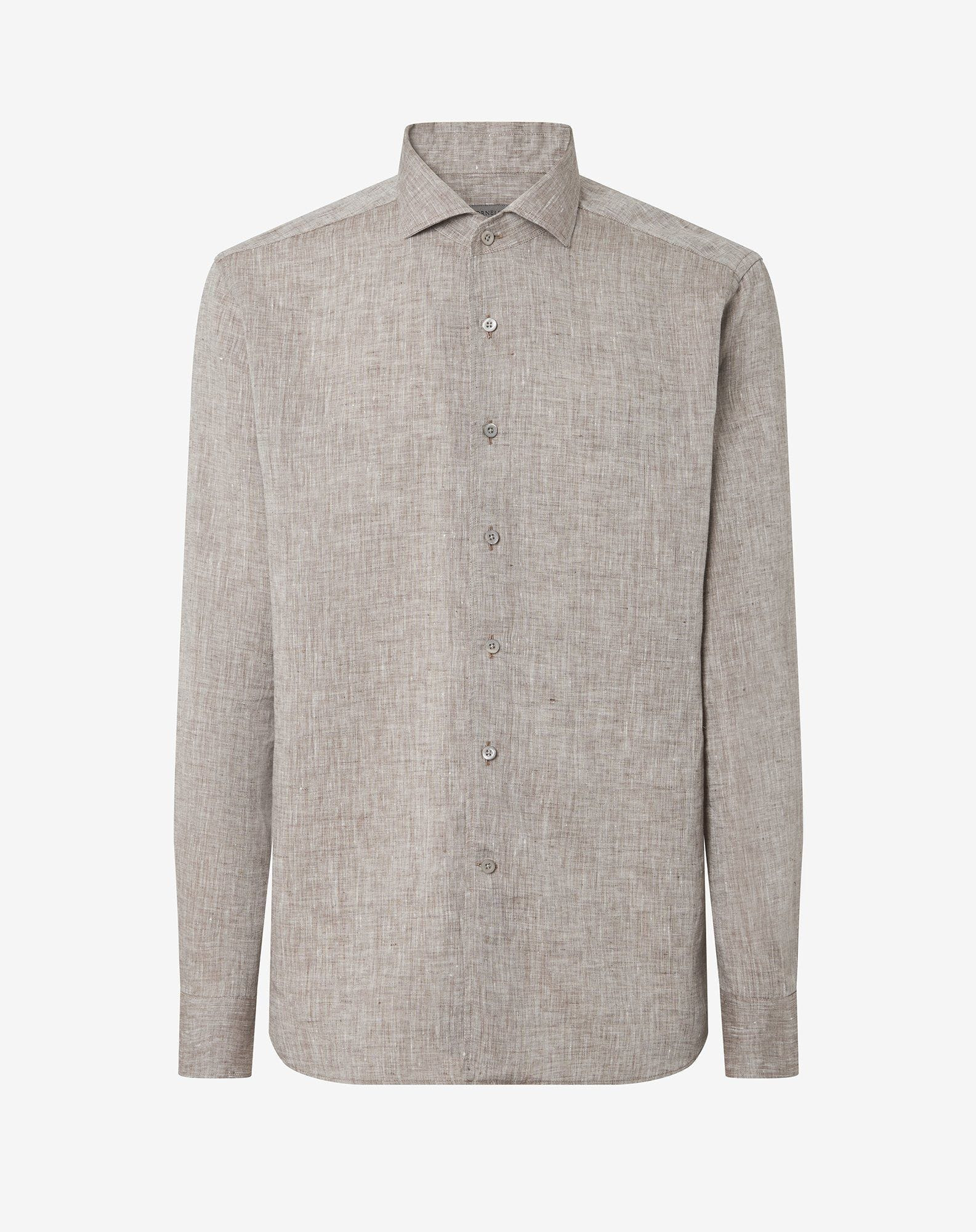 Brown pure linen shirt - 1
