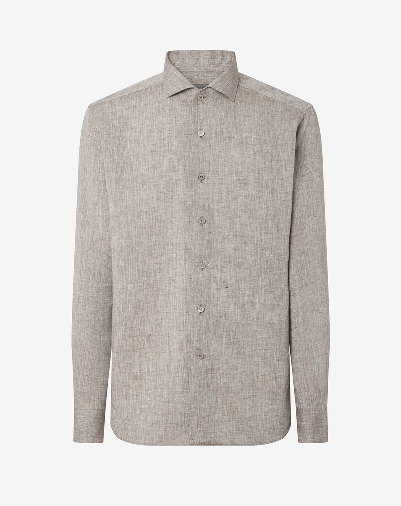 Brown pure linen shirt 1