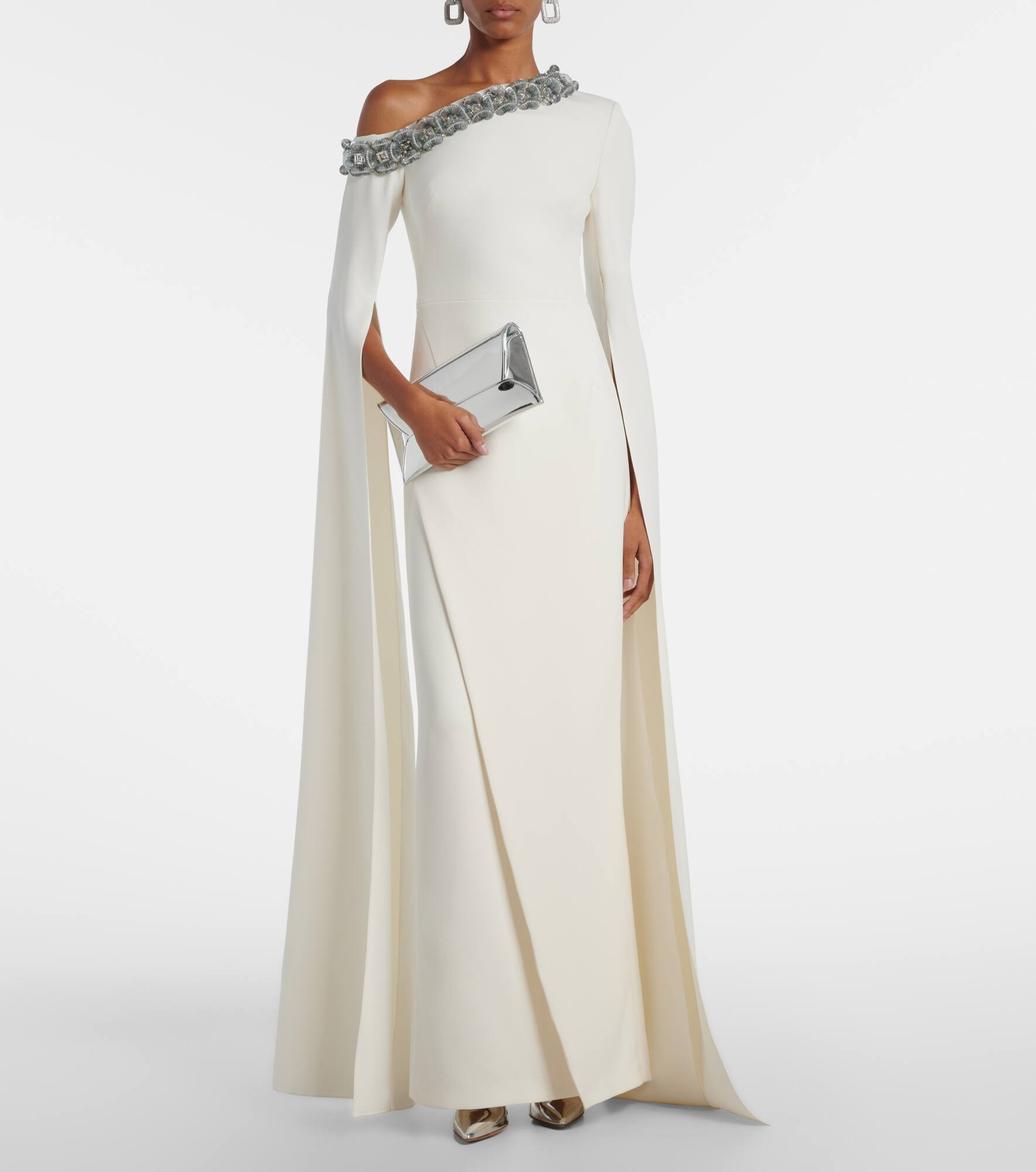 Rinna floral-appliqué one-shoulder gown - 2