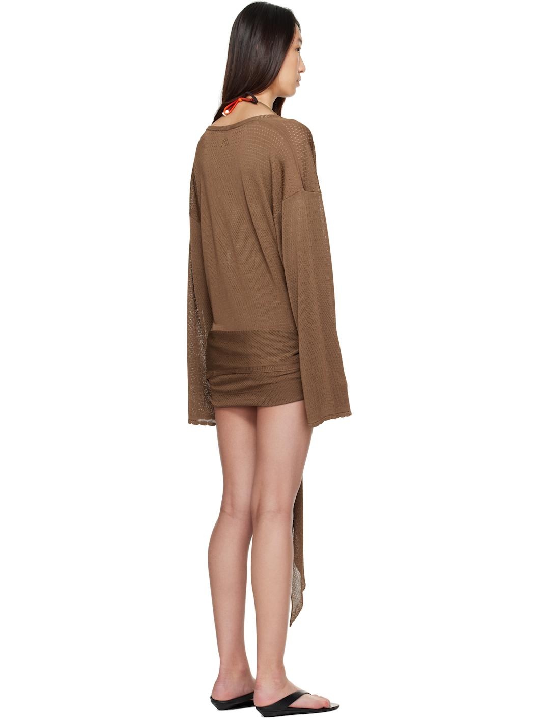 Brown Mini Abito Cover-up - 3