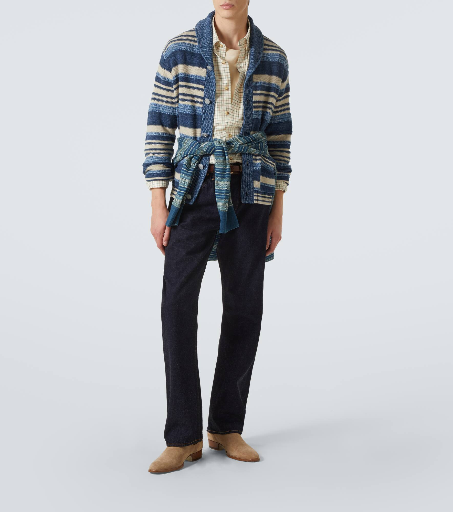 Striped cotton and linen cardigan - 2