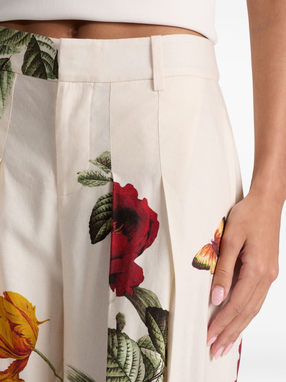 pleated floral trousers - 5